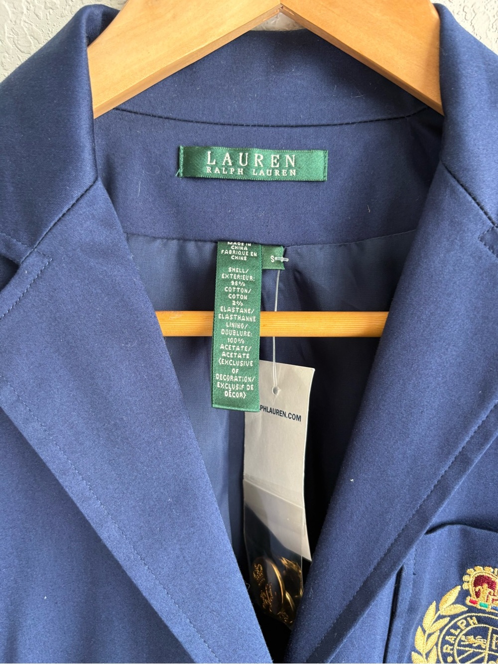 Ralph Lauren NWT Navy Crest Blazer Gold Buttons Equestrian Preppy Small - Picture 5 of 9